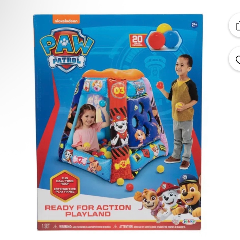 Paw Patrol Inflatable Kids Ball Pit Playland with 20 Soft Flex Balls